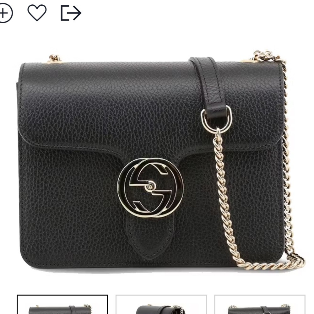 GUCCI Interlocking Shoulder Bag GG Black